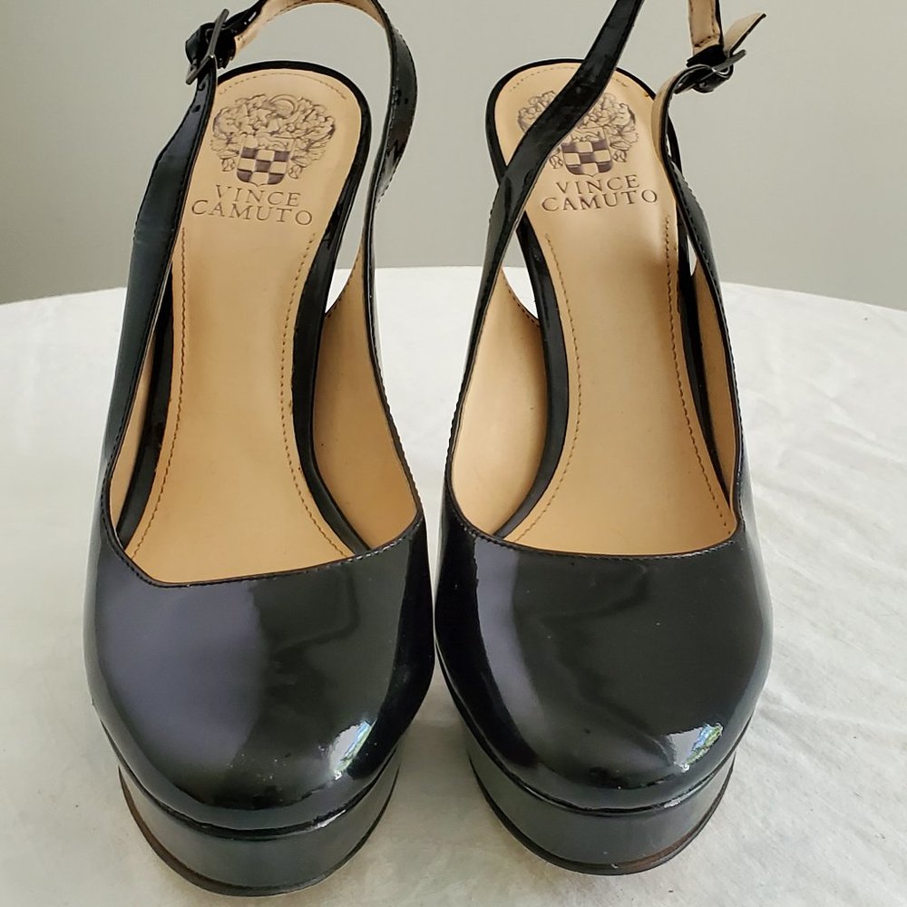 Vince Camuto 'Norita' Black Pat Leather Slingback